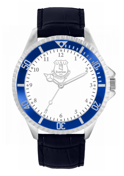Everton Silver Case - Blue Leather Strap Watch